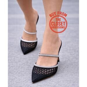 MANGO Embellished Mesh Pointed Toe Heels NWT